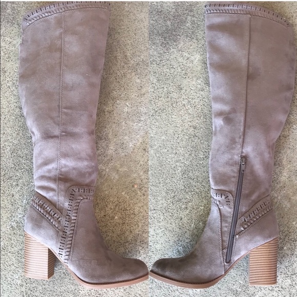 Soda Shoes Charcoal Gray Tall 3” Stack Heeled Boot - Picture 6 of 8